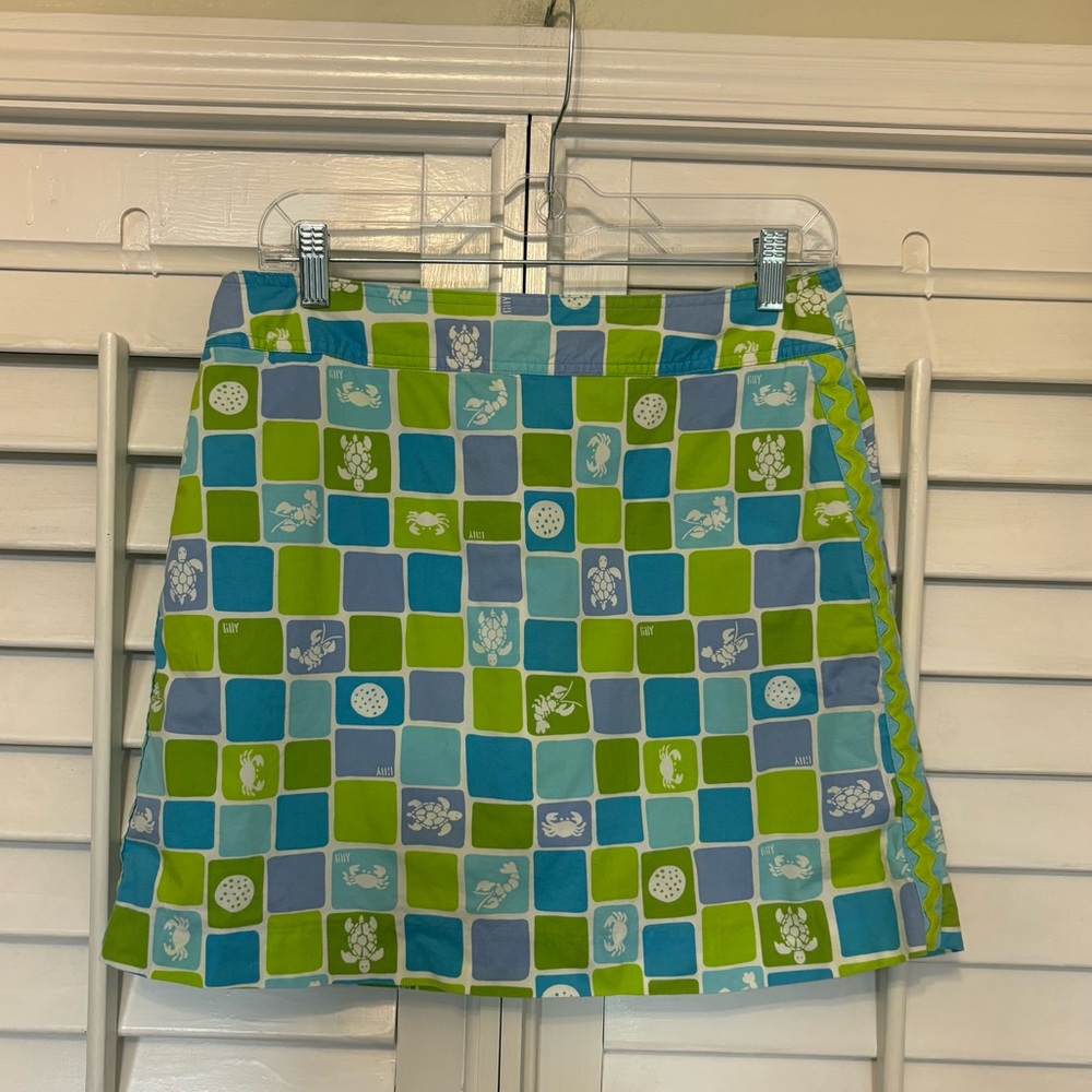 Lily Pulitzer Blue And‎ Green Lobster And Crab Skort Size 8